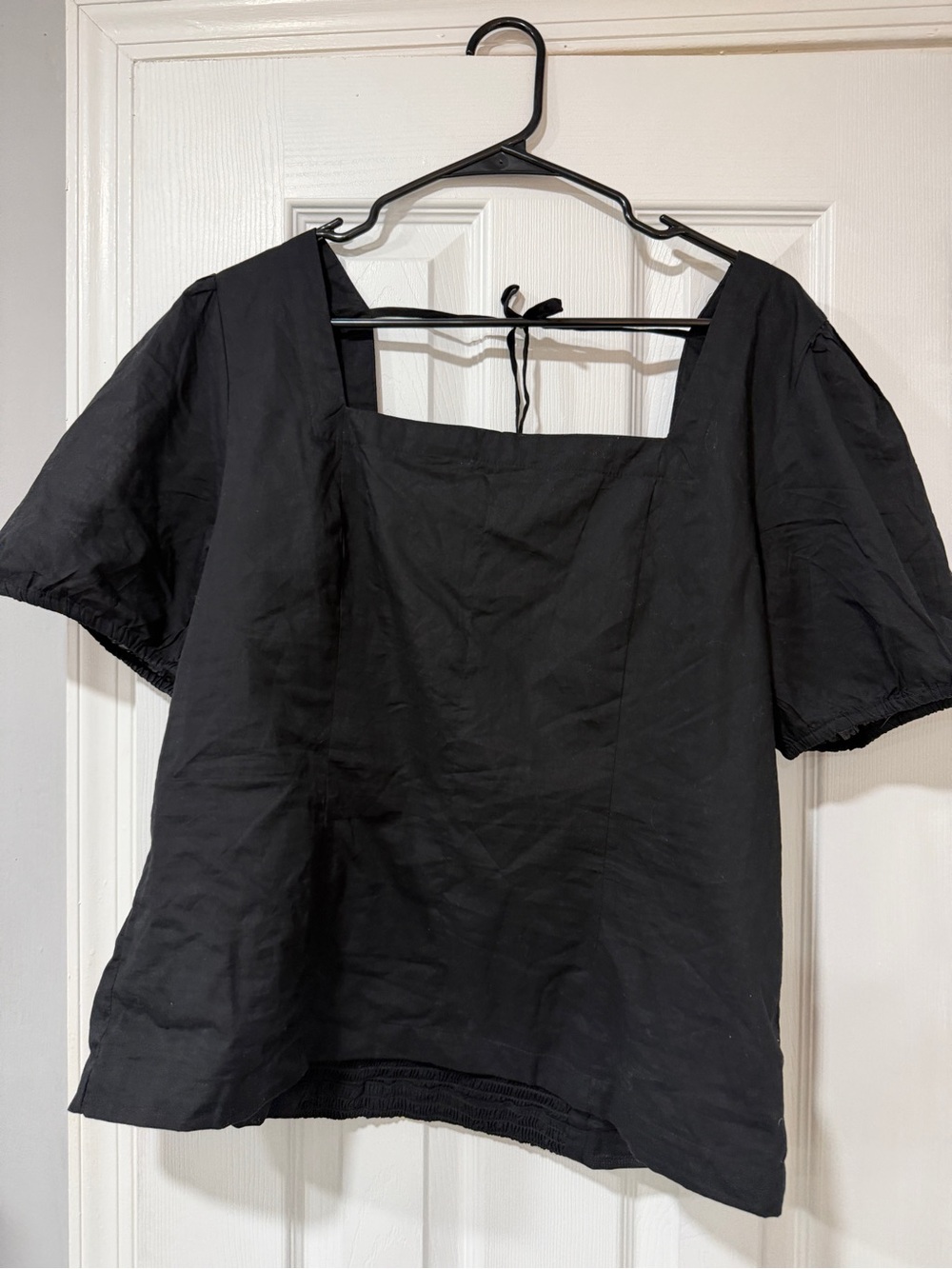 Maurices Black Square Neck Puff Sleeve Blouse